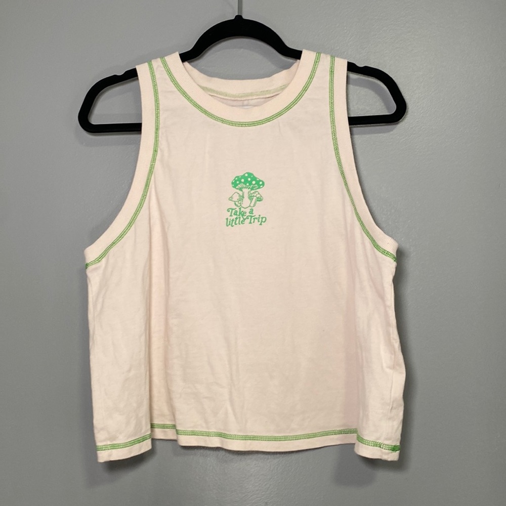 Urban Outfitters Mushroom "Take a Little Trip" Sleeveless Tank Large - Picture 2 of 9
